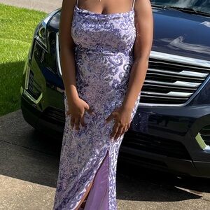 Light purple sequin gown great for prom